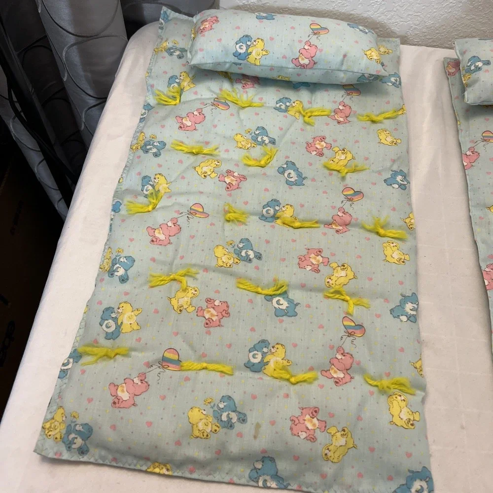 Care Bears Handmade Baby Doll Quilts Pillows Vintage 1980's Blue‎ Heart Balloon